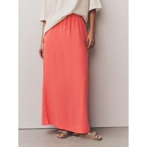 NEXT Womens Peach Pink Tie Waist Maxi Skirt Linen Size 4R Drawstring Lightweight